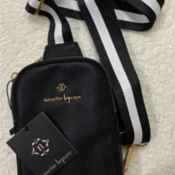 Nannette Lepore black cross body in pebble grain leather NWT - Picture 1 of 9